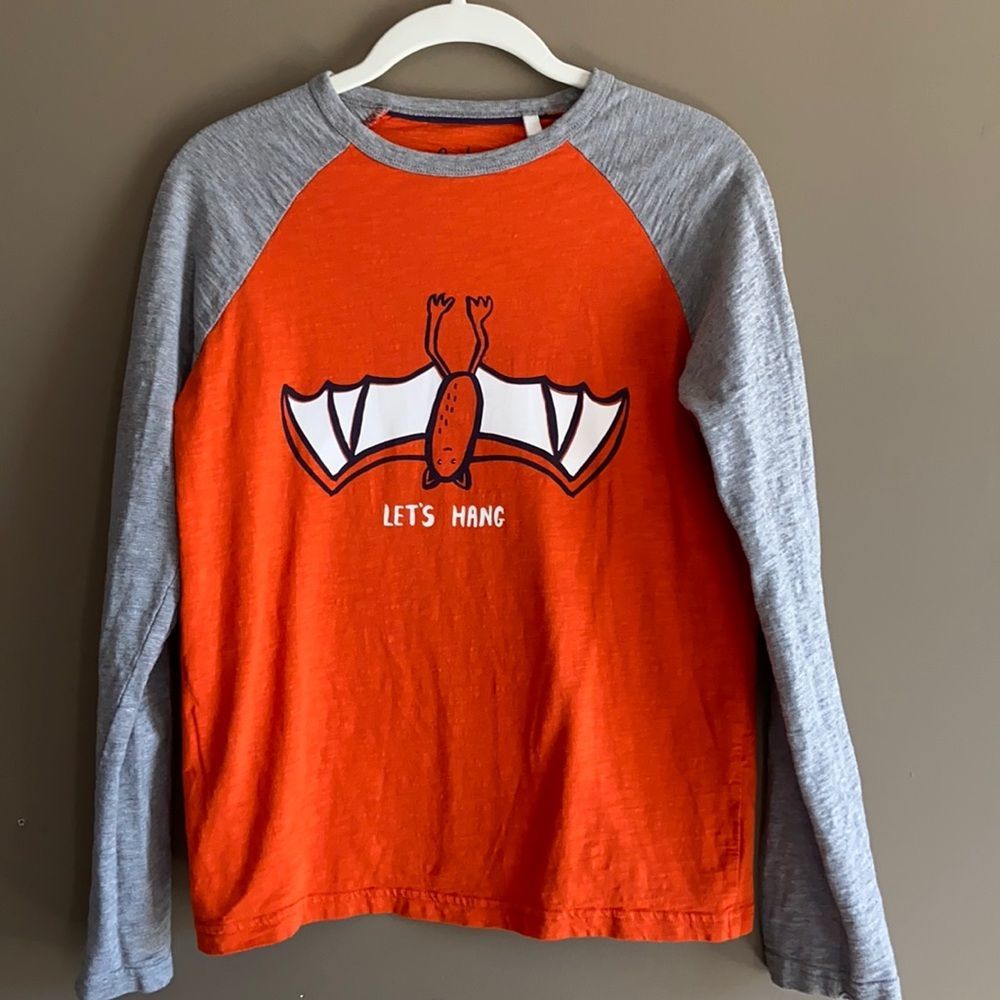 HALLOWEEN Bat Mini Boden Let’s Hang Baseball Shirt Size 11/12